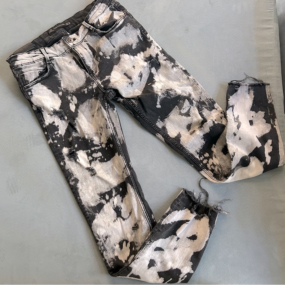 Zara skinny stretch black bleached denim